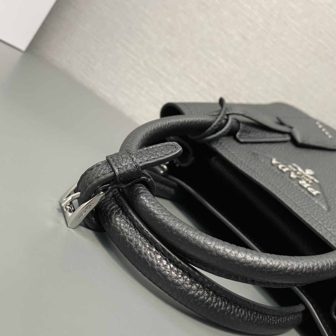 Prada Double Leather Mini Bag Shoulder Bag Black 1BG443